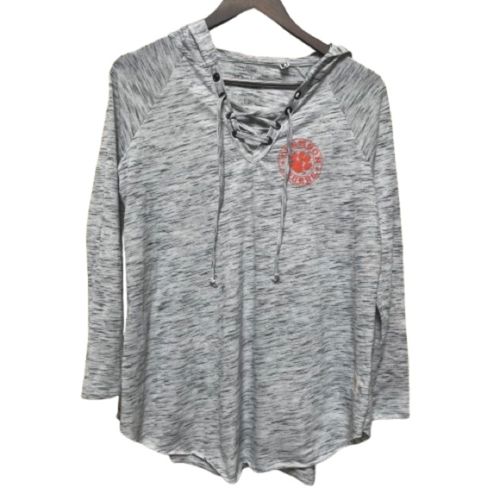 Pressbox Clemson Tigers Heather Gray Knit Top Large